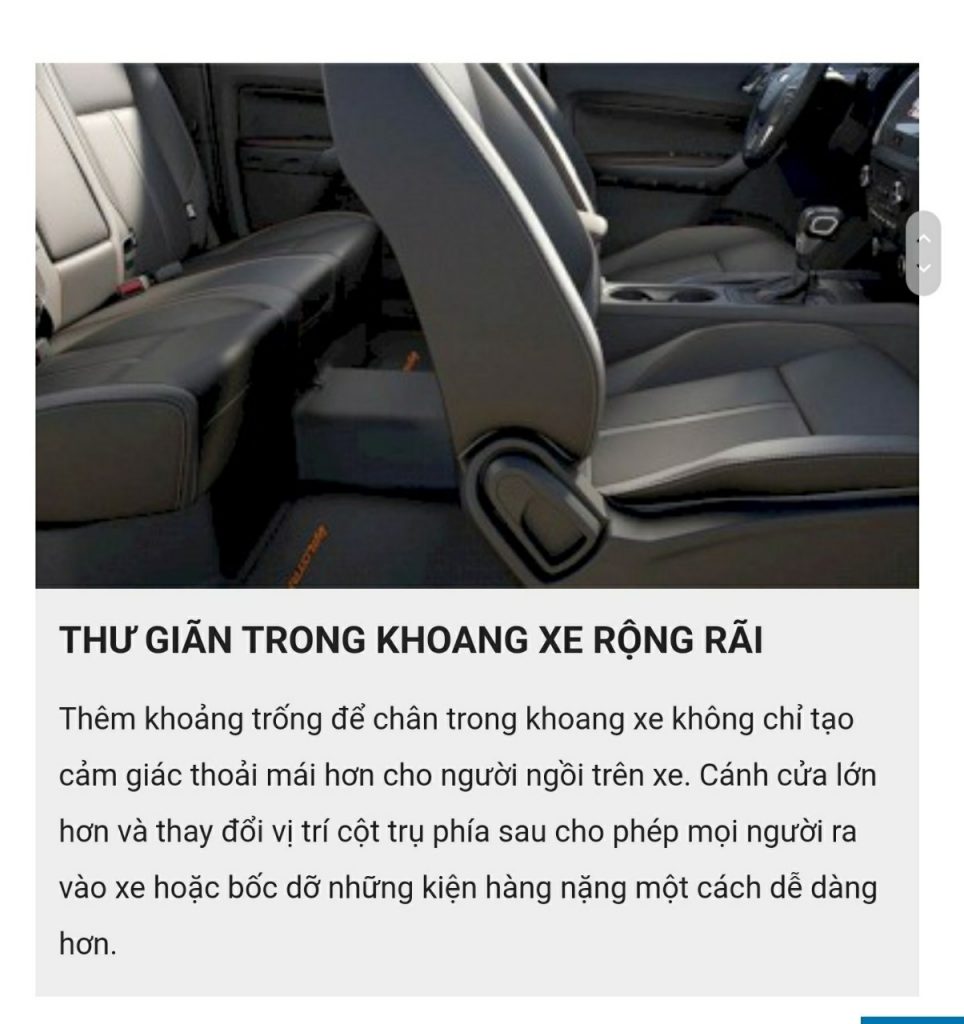 Khoang xe rộng rãi