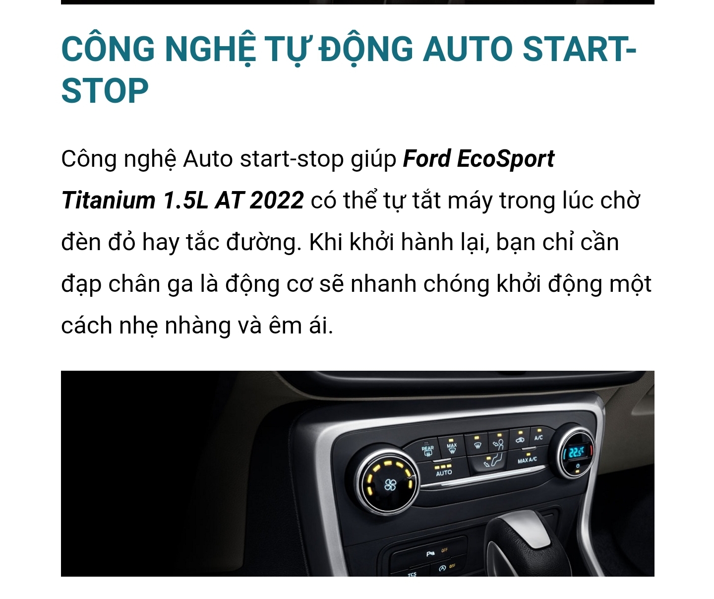 cong nghe tu dong Auto Start Stop cua ford